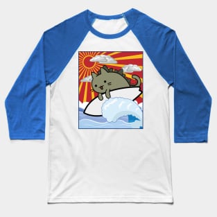 CATching waves cat zilla surfer and sunset Baseball T-Shirt